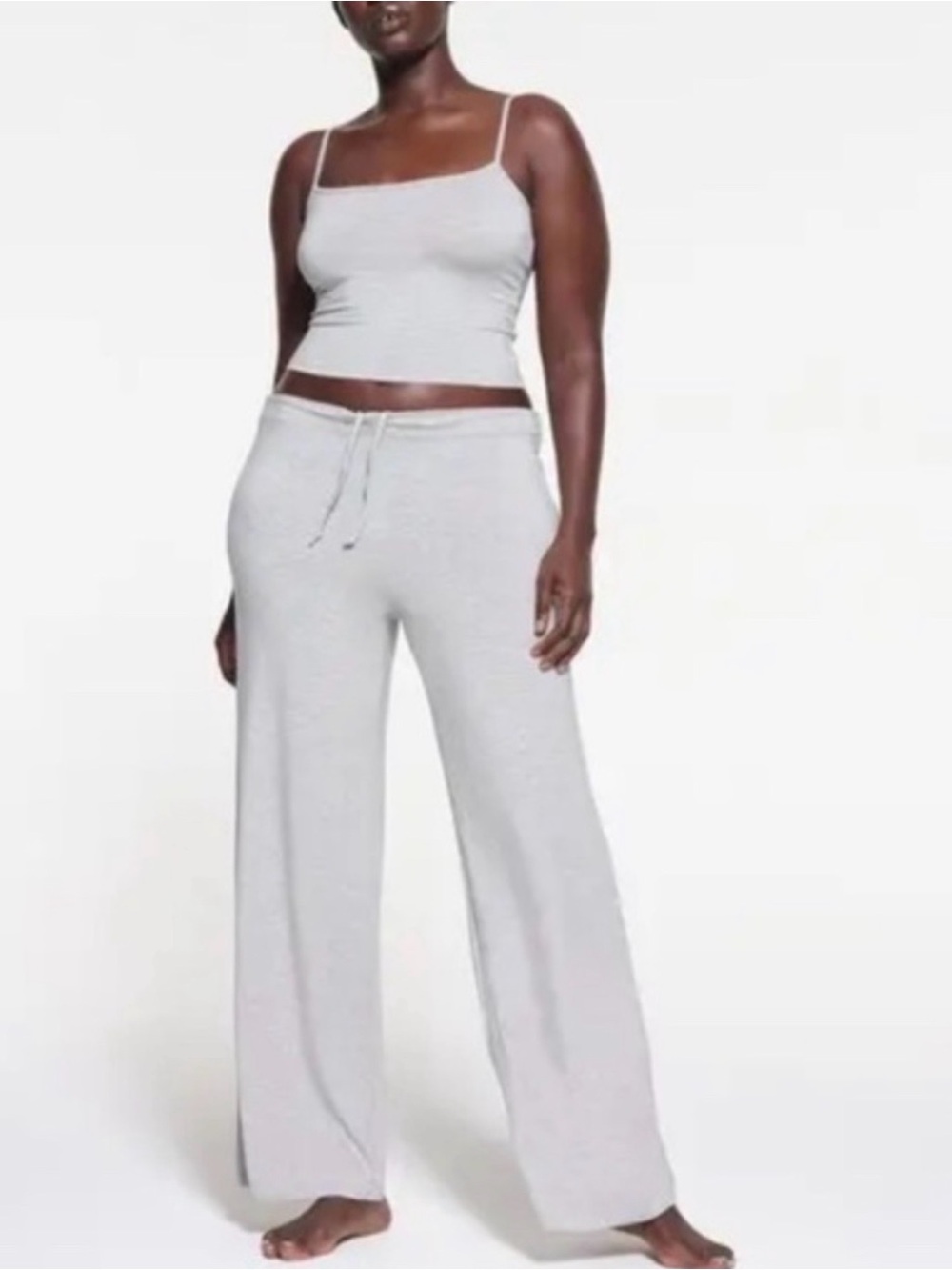 SKIMS Light Gray Soft Wide Leg Drawstring Lounge Pants-small